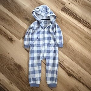 Carters Blue and White Checkered Hooded Onesie